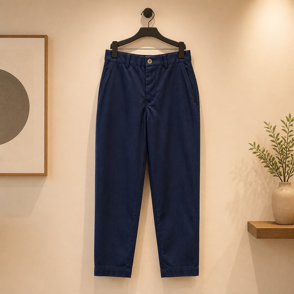 SPANX Womens M The Perfect Pant Slim Straight Navy Blue Cotton Blend Pants NWT